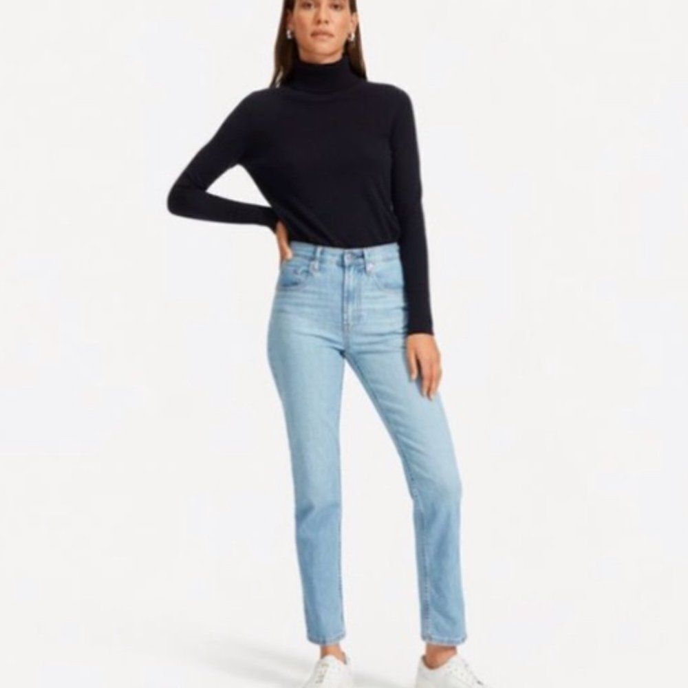 Everlane the Curvy Cheeky Straight Ankle Jean Sky Blue